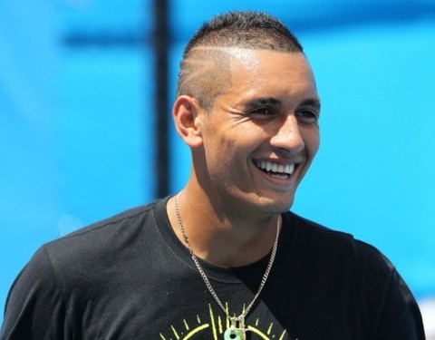 MELBOURNE, AUSTRALIA - JANUARY 26:  Nick Kyrgios of Australia looks on in a practice session during day eight of the 2015 Australian Open at Melbourne Park on January 26, 2015 in Melbourne, Australia.  (Photo by Wayne Taylor/Getty Images)