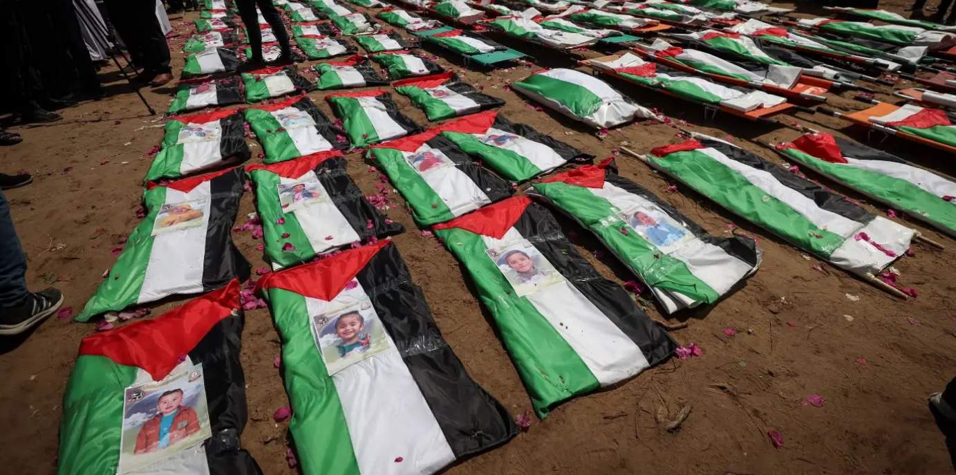 Photos: Gaza holds funeral for 100 Palestinians recovered from rubble